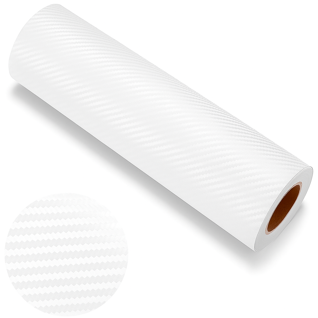 DIYAH 3D White Carbon Fiber Vinyl Wrap – Twill Weave Film Roll for Cars, DIY & Decals